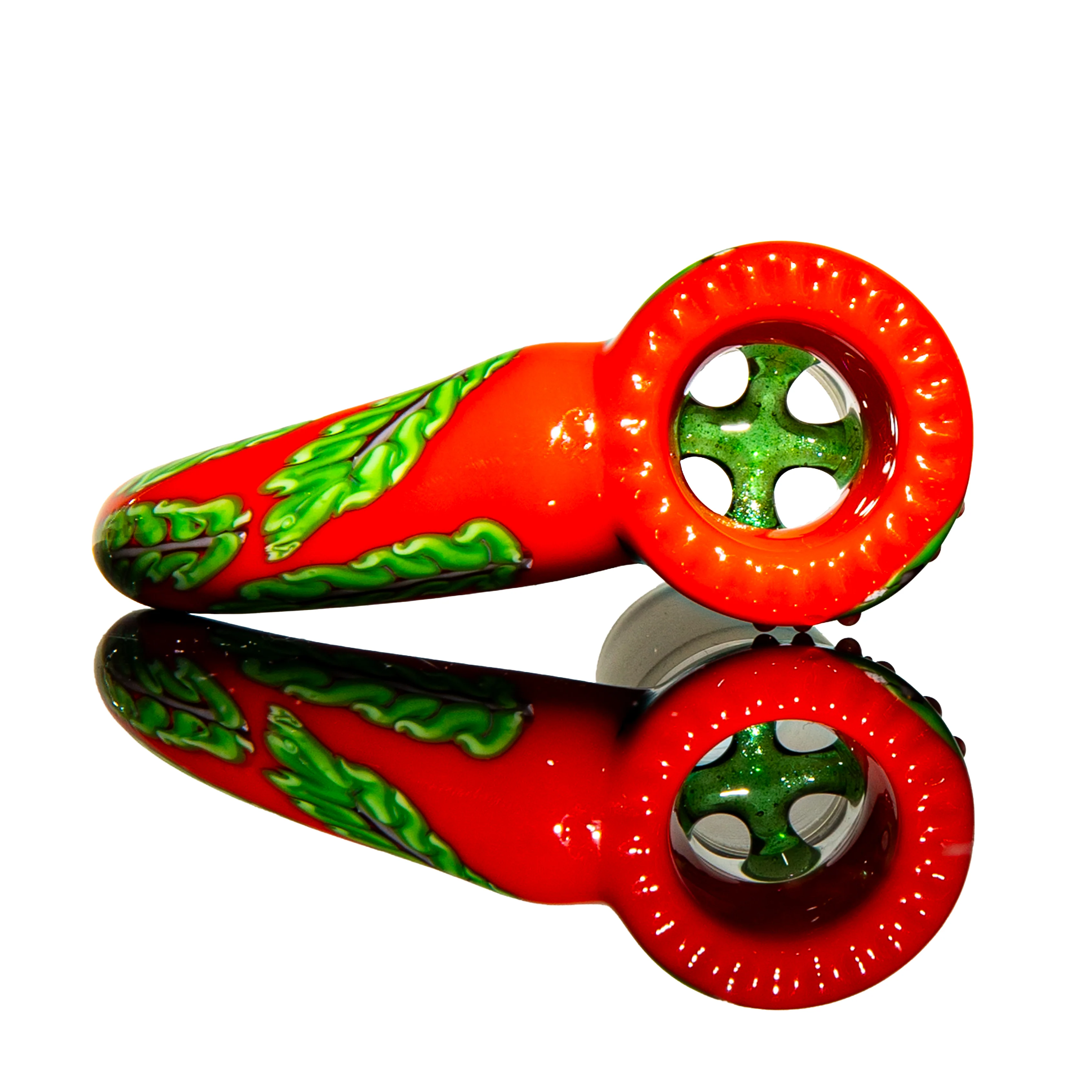 Charisma Glass - Red Olive Branch 18mm Four Hole Slide - Image 2