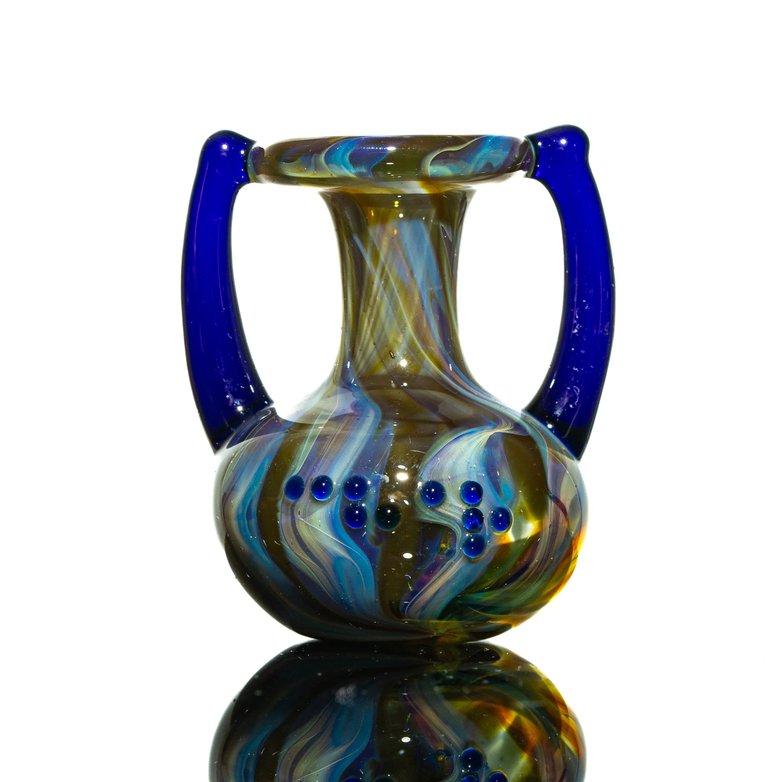 Charisma Glass - Small Cobalt Greek Marble Fume Amphora Vase
