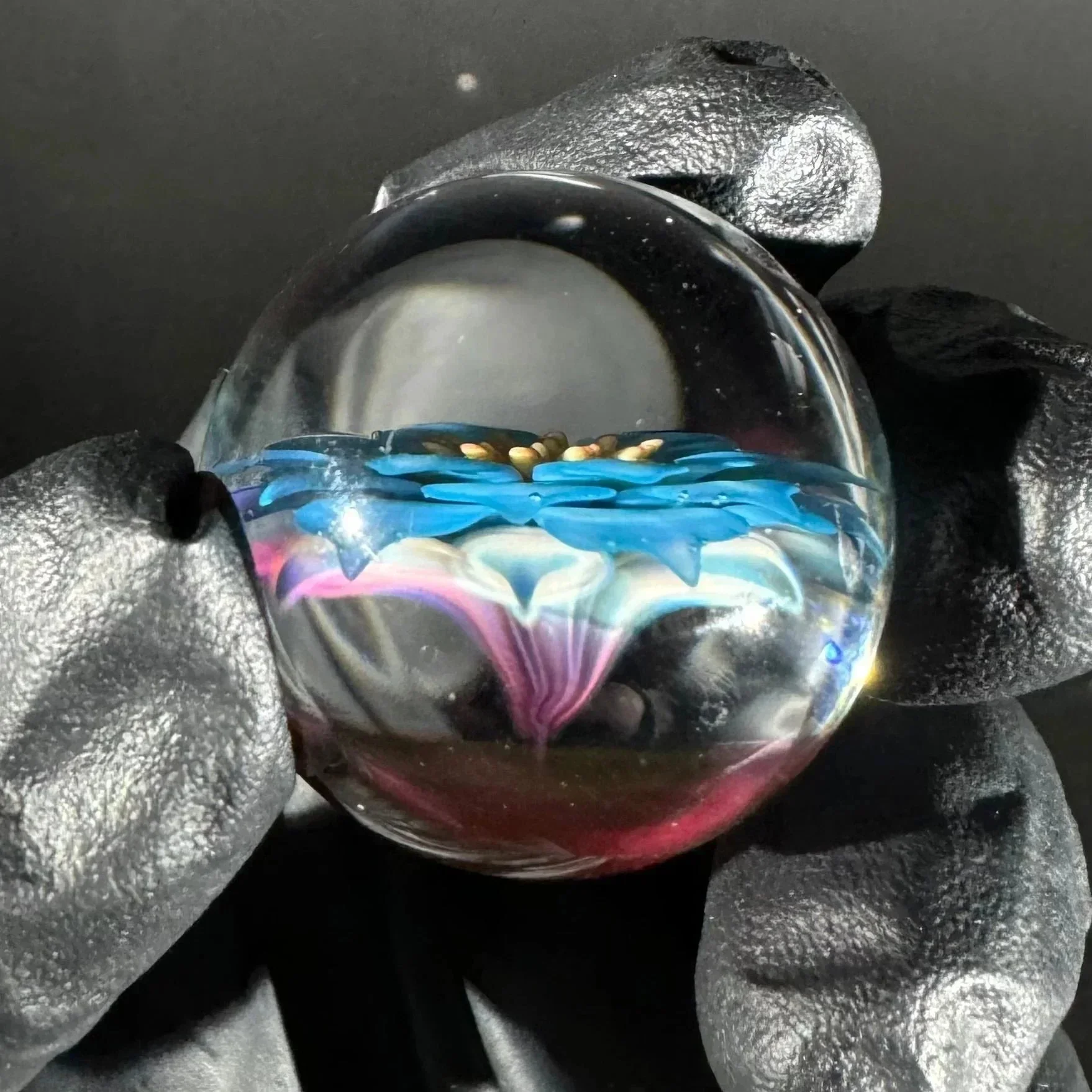 Florin Glass - Blue & Yellow Flower 32MM Marble - Image 2