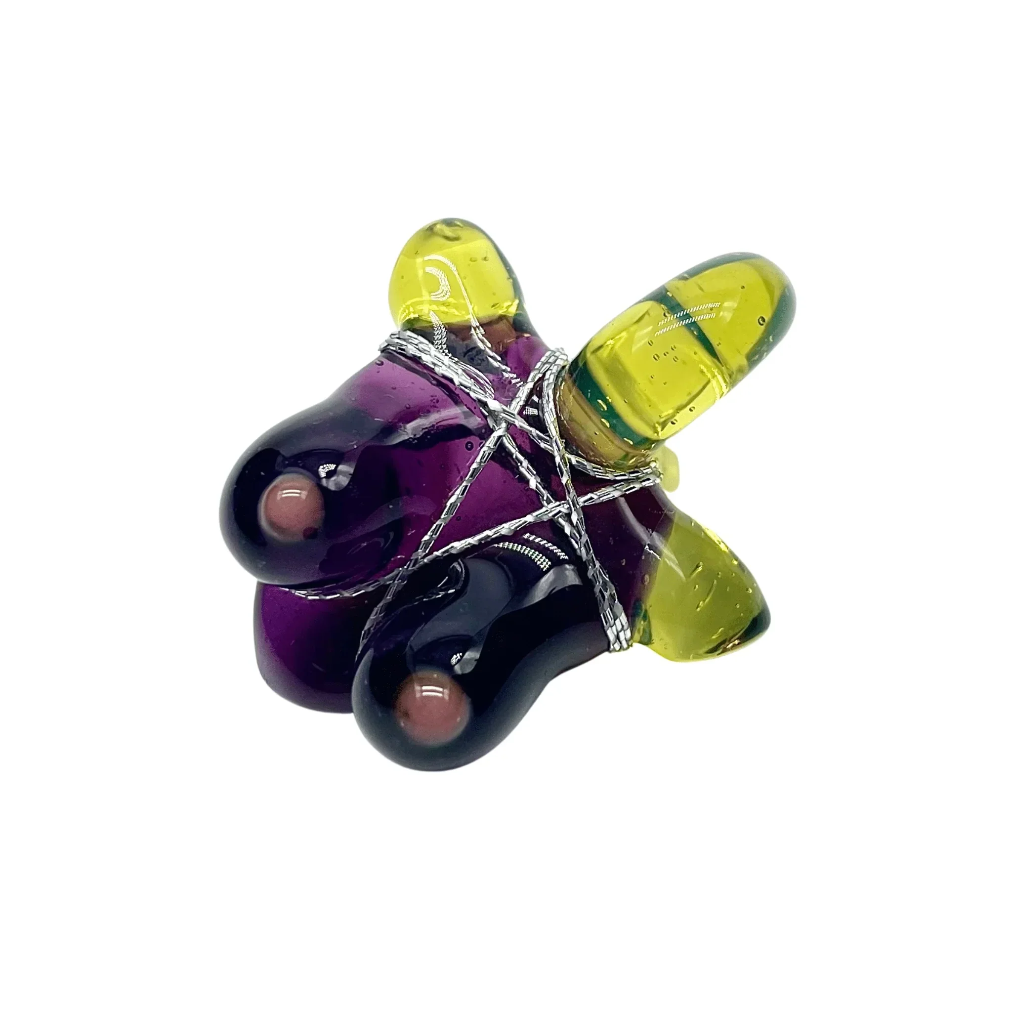 Glass By Ariel - Milky Yoshi & Gold Purple Bust Pendant #1