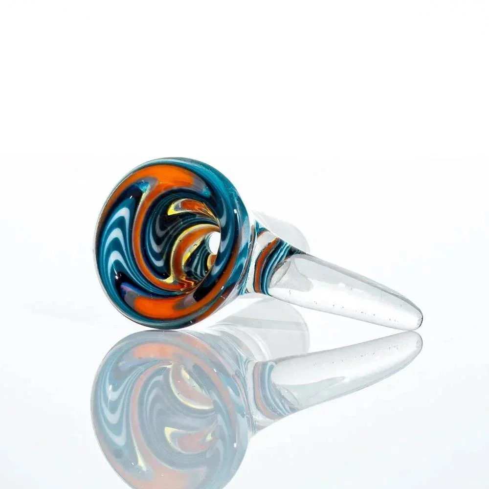 Glass Distractions - Clear, White, Blue & Orange Wig Wag 14mm Flare Slide - Image 2