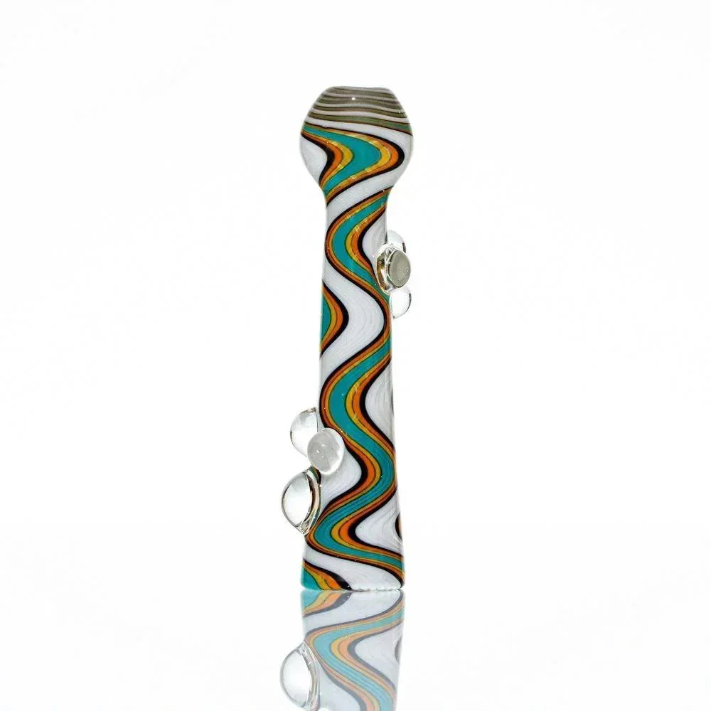 Glass Distractions - White, Blue, Green & Orange Wig Wag Onie